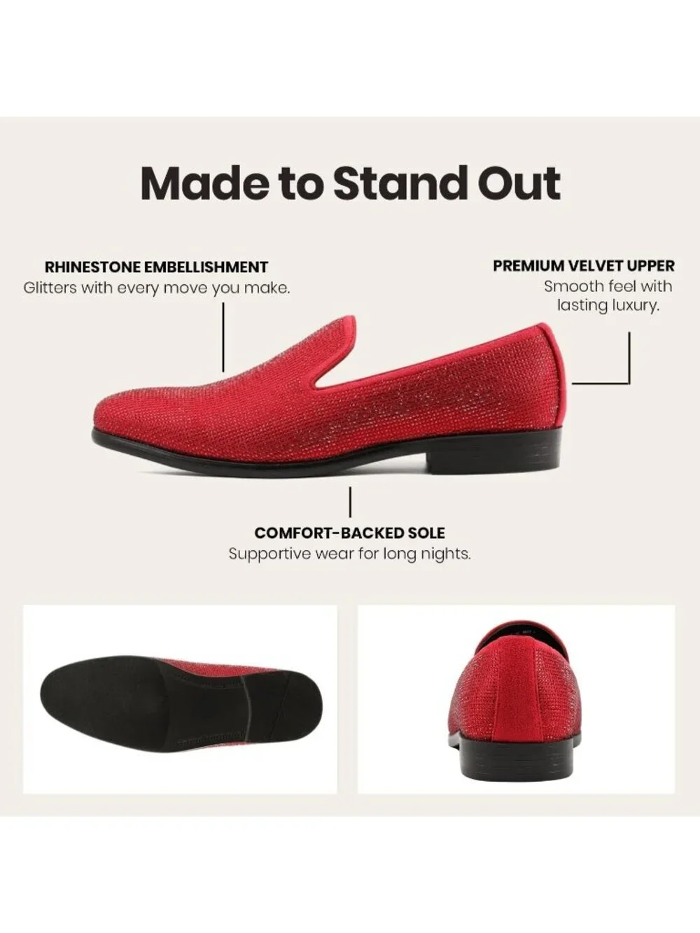 Amali Men's Red Dazzle Velvet Tuxedo Loafers Slip On Formal Wedding Dress Shoes